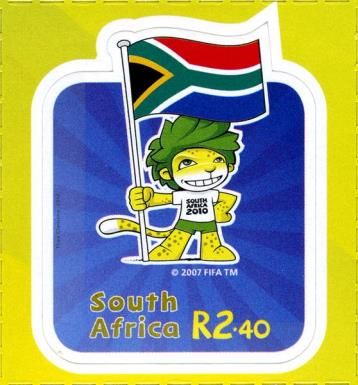 Mascot holding flag