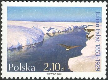 Winter landscape with River and Bird