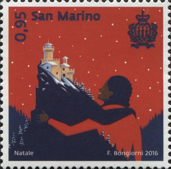Embrace between the 2nd Tower of San Marino and a black girl