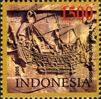8th Century Carving of Ship in Borobudur