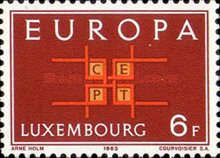 Letters "CEPT" in a Square (6 Fr. Background red brown)