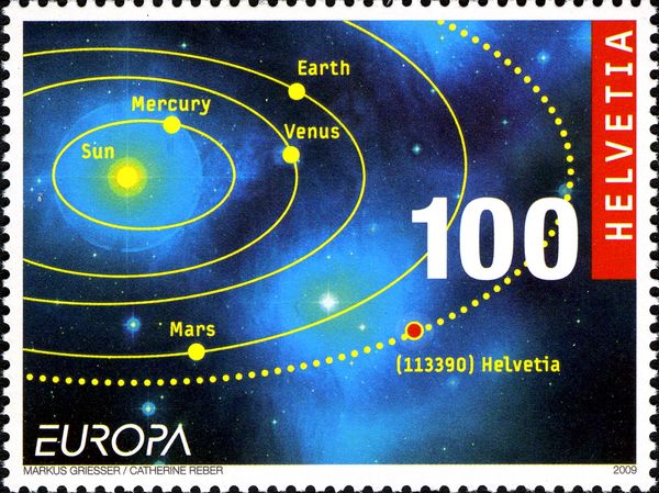 Planets and Helvetia Asteroid