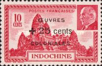 Angkor Wat and Philippe Pétain (1856-1951) surcharge