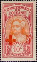 Tahitian overprinted Red Cross and surcharged