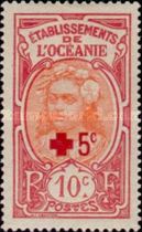 Tahitian overprinted Red Cross and surcharged
