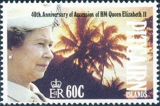 Queen Elizabeth II and sunset over Pitcairn