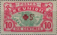 Map of La Reunion overprinted Red Cross and surcharged