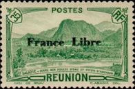 Salazie: Peak of Anchain overprinted France Libre