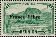 Salazie: Peak of Anchain overprinted France Libre