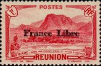 Salazie: Peak of Anchain overprinted France Libre