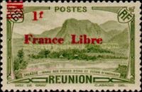 Salazie: Peak of Anchain overprinted France Libre