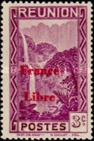 Salazie Waterfall - overprint France Libre