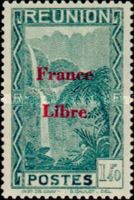 Salazie Waterfall - overprint France Libre