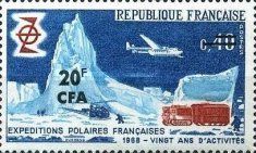 20th Anniversary of the French Polar Expeditions surcharged