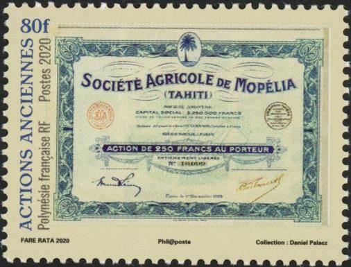 Stock Certificate for Mopelia Agricultural Company