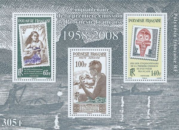 50th Ann. of the First Stamp issue in French Polynesia