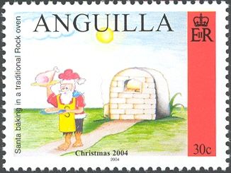 Santa baking in Traditional Rock Oven