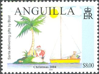 Santa delivering Gifts by Boat