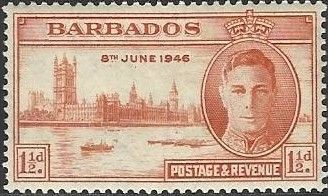 King George VI and Houses of Parliament, London