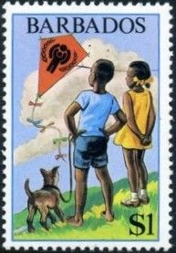 Boy and Girl Flying Kites