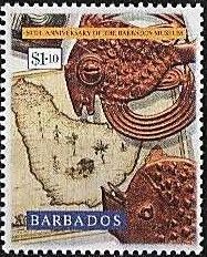 Ogilby's map of Barbados, 1679, and Ashanti gold weights