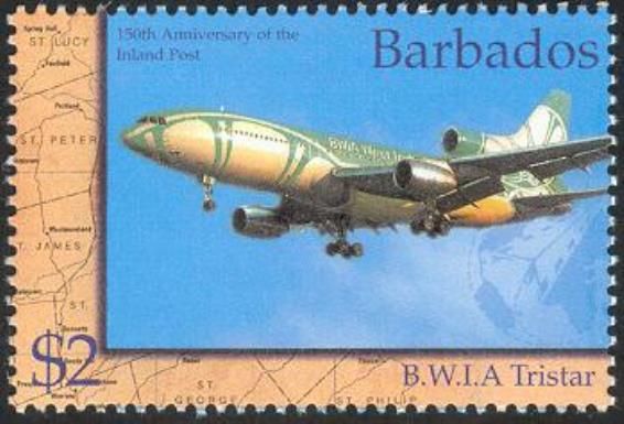 Map of Barbados and BWIA Tristar