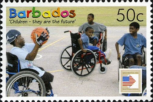 Children playing wheelchair basketball
