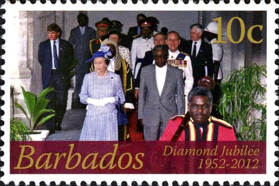 Exiting Barbados Parliament, 1989