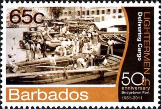 Lightermen delivering cargo