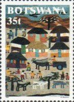 Carpet with village scene
