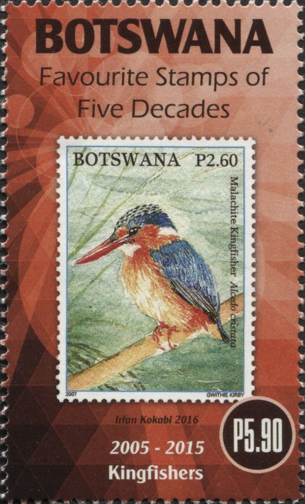 Botswana stamp 2007, Malachite Kingfisher (Corythornis crist