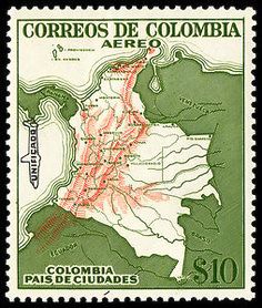 Map of Colombia Overprinted