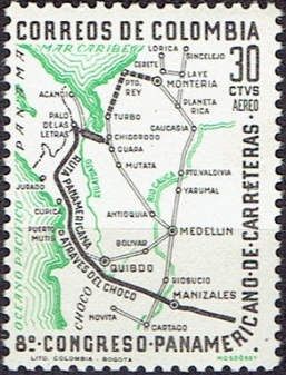 Map of Pan American Highway through Colombia