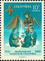 Scout campfire, tents