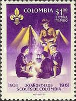 Scout campfire, tents