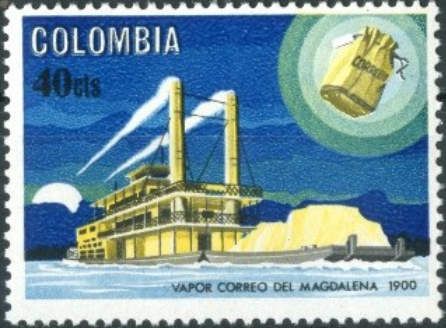Magdalena River steamship and barge, 1900