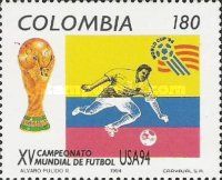 World Cup Trophy and Soccer Player, Colombian Flag