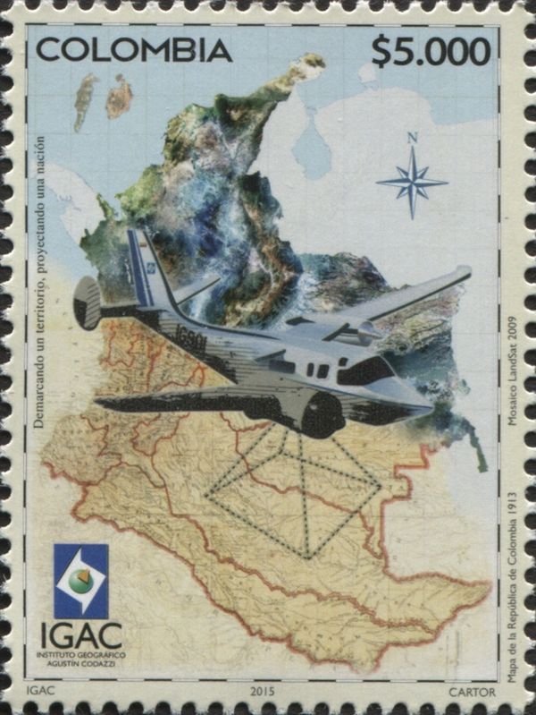 Airplane scanning landscape