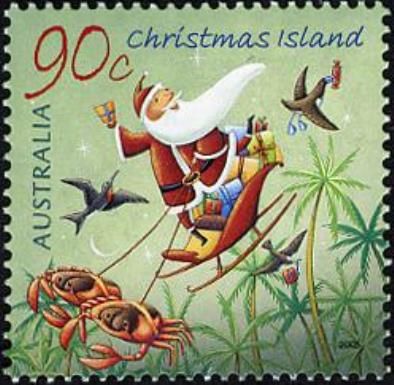 Santa in Sleigh Drawn by Crabs
