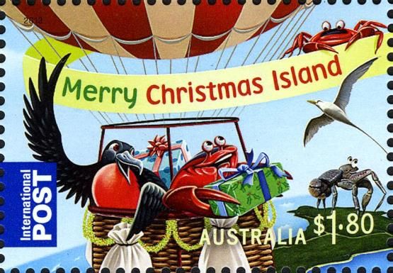 Frigatebird and Red Crab in Hot-air Balloon