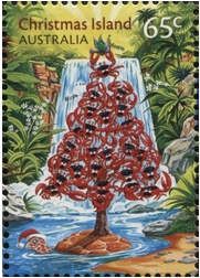 Red Crabs Forming a Christmas Tree
