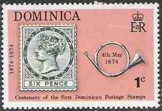6d. stamp of 1874 and posthorn
