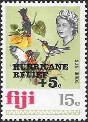 Sun Birds (Myzomela jugularis) - overprinted, surcharged