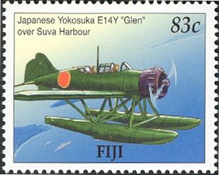 Japanese Yokosuka E14Y "Glen" over Suva Harbour
