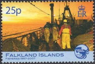 Falkland Fisheries Fishermen at end of shift