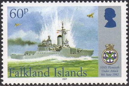 HMS Plymouth under attack, 8 June 1982