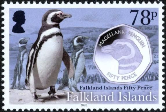 Magellanic Penguin (Spheniscus magellanicus), 50p Coin