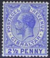 Portrait of King George V (facing left), inside circle (2½p)