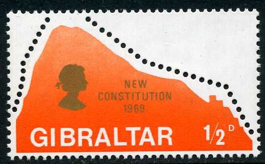Silhouette of "The Rock" & Queen Elizabeth II (green, silv.)