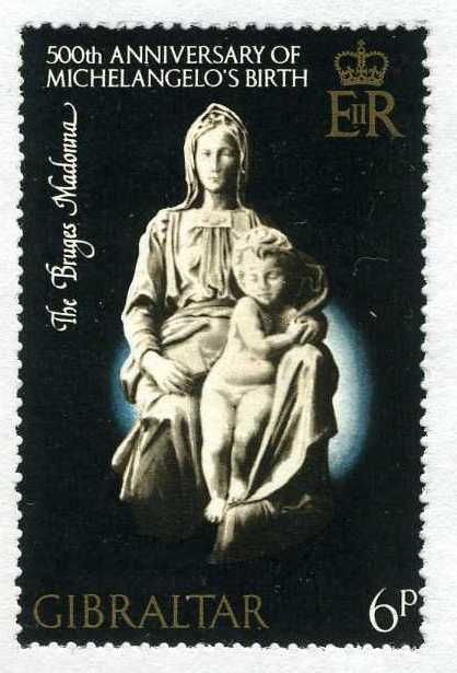 "The Bruges Madonna" by Michelangelo (top, right rouletted)
